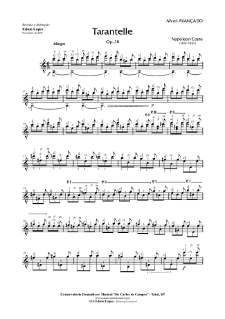 Napoléon Coste Estudo Op. 38 Nr 25 score for Acoustic Guitar