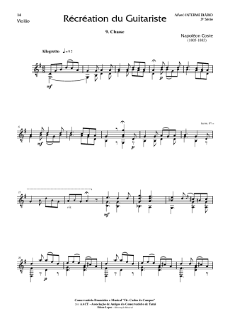 Napoléon Coste Recreation du Guitariste Op. 51 Nr 9 score for Acoustic Guitar