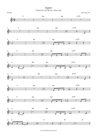 Nat King Cole Again score for Keyboard