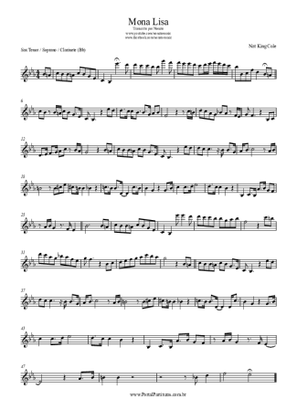 Nat King Cole Mona Lisa score for Tenor Saxophone Soprano (Bb)