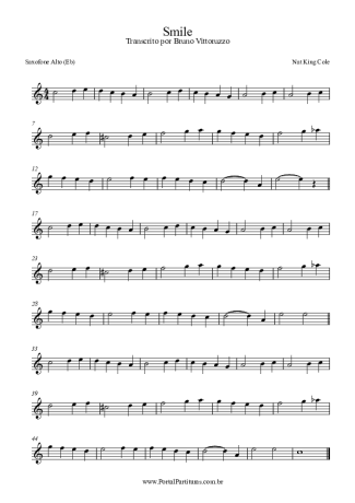 Nat King Cole Smile score for Alto Saxophone