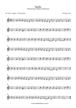 Nat King Cole Smile score for Clarinet (Bb)