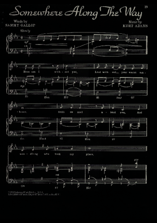 Nat King Cole Some Along The Way score for Piano