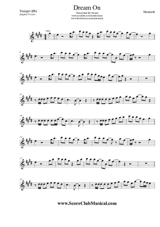 Nazareth Dream On score for Trumpet