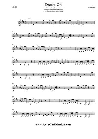 Nazareth Dream On score for Violin
