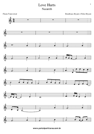 Nazareth Love Hurts score for Flute