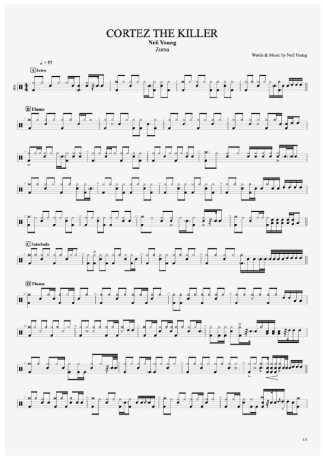 Neil Young Cortez The Killer score for Drums