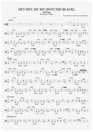 Neil Young Hey Hey, My My (Into The Black) score for Drums