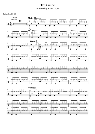 Neverending White Lights The Grace score for Drums