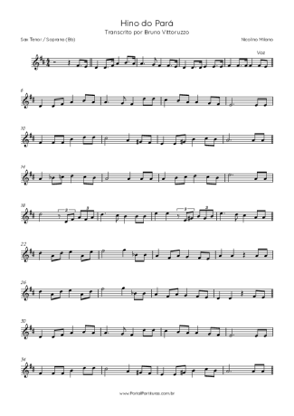 Nicolino Milano Hino Do Pará score for Tenor Saxophone Soprano (Bb)