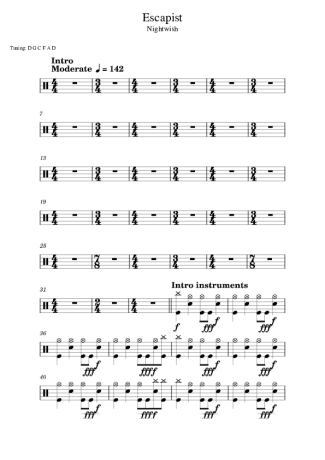 Nightwish Escapist score for Drums