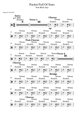 Nine Black Alps Pocket Full Of Stars score for Drums