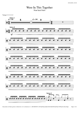 Nine Inch Nails We´re In This Together score for Drums