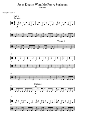 Nirvana Jesus Doesn´t Want Me For A Sunbeam score for Drums