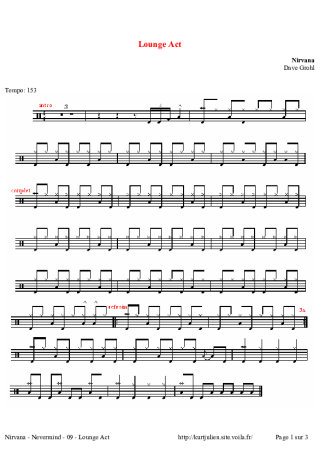 Nirvana Lounge Act score for Drums