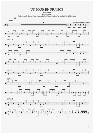 Noir Désir - Un Jour En France score for Drums