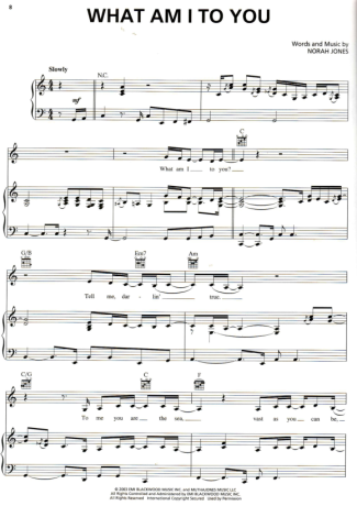 Norah Jones What Am I To You score for Piano