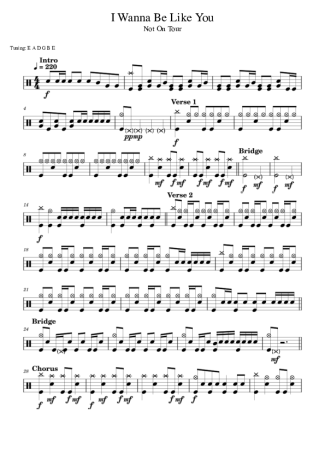 Not On Tour I Wanna Be Like You score for Drums