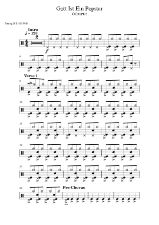 OOMPH! Gott Ist Ein Popstar score for Drums