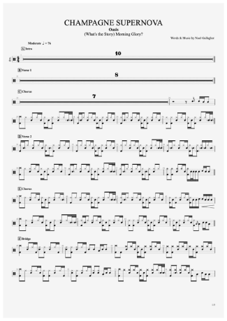 Oasis Champagne Supernova score for Drums