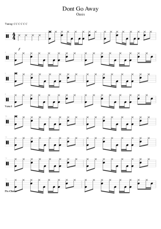 Oasis Don´t Go Away score for Drums