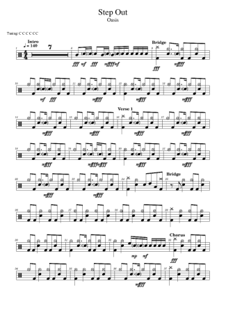 Oasis Step Out score for Drums