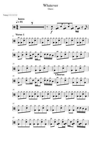 Oasis Whatever score for Drums