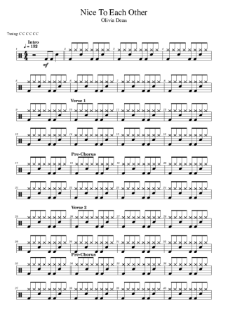 Olivia Dean Nice To Each Other score for Drums