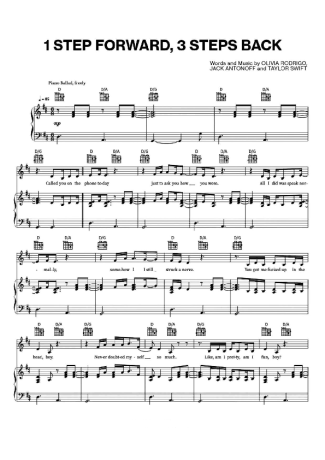 Olivia Rodrigo 1 Step Forward, 3 Steps Back score for Piano