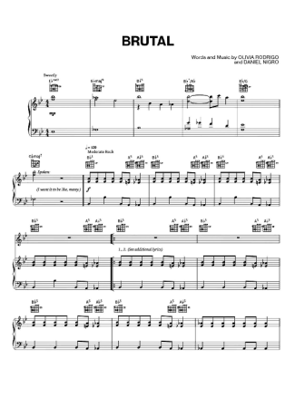 Olivia Rodrigo Brutal score for Piano