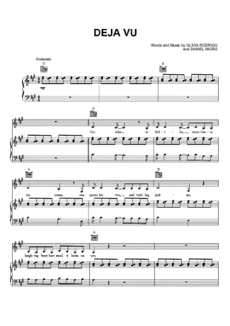 Olivia Rodrigo Deja Vu score for Piano