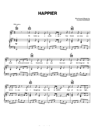 Olivia Rodrigo Happier score for Piano