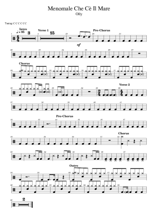 Olly Menomale Che Cè Il Mare score for Drums