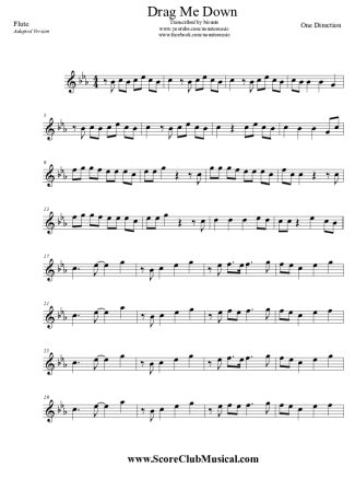 One Direction Drag Me Down score for Flute