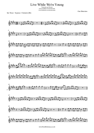 One Direction Live While We´re Young score for Clarinet (Bb)