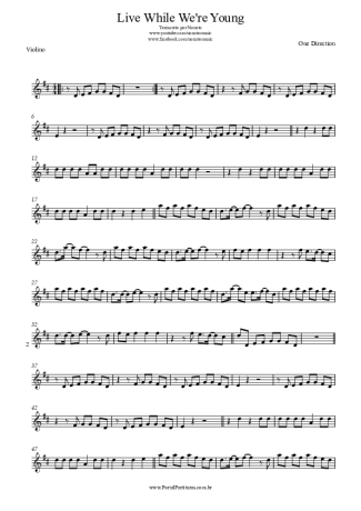 One Direction Live While We´re Young score for Violin