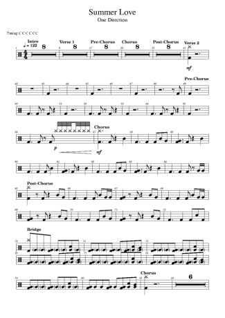 One Direction Summer Love score for Drums