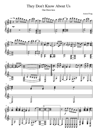 One Direction They Dont Know About Us score for Piano