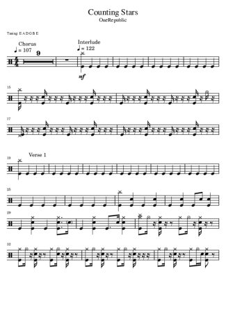 OneRepublic  score for Drums