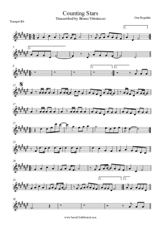 OneRepublic  score for Trumpet