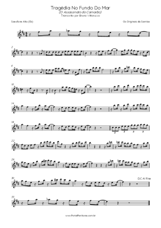 Originais do Samba Tragédia No Fundo Do Mar score for Alto Saxophone