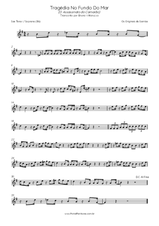Originais do Samba Tragédia No Fundo Do Mar score for Tenor Saxophone Soprano (Bb)