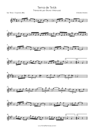 Orlando Silveira Tema De Telck score for Tenor Saxophone Soprano (Bb)