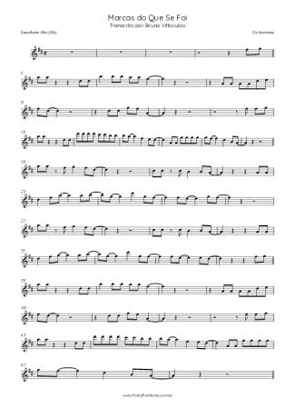 Os Incríveis Marcas Do Que Se Foi score for Alto Saxophone