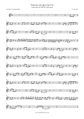 Os Incríveis Marcas Do Que Se Foi score for Tenor Saxophone Soprano (Bb)