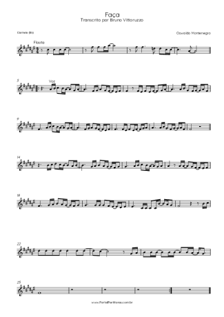 Oswaldo Montenegro Faça score for Clarinet (Bb)
