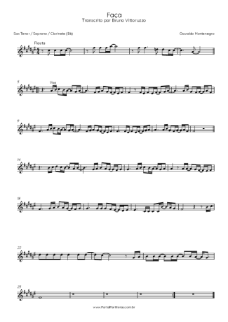 Oswaldo Montenegro Faça score for Tenor Saxophone Soprano (Bb)