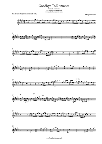 Ozzy Osbourne Goodbye To Romance score for Clarinet (Bb)