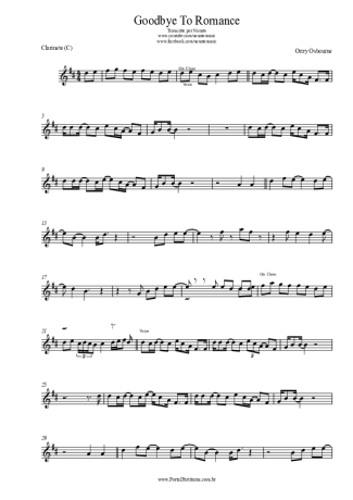 Ozzy Osbourne Goodbye To Romance score for Clarinet (C)