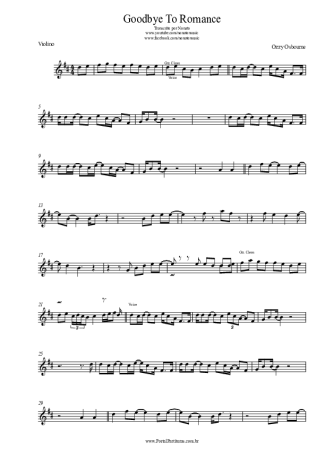 Ozzy Osbourne Goodbye To Romance score for Violin